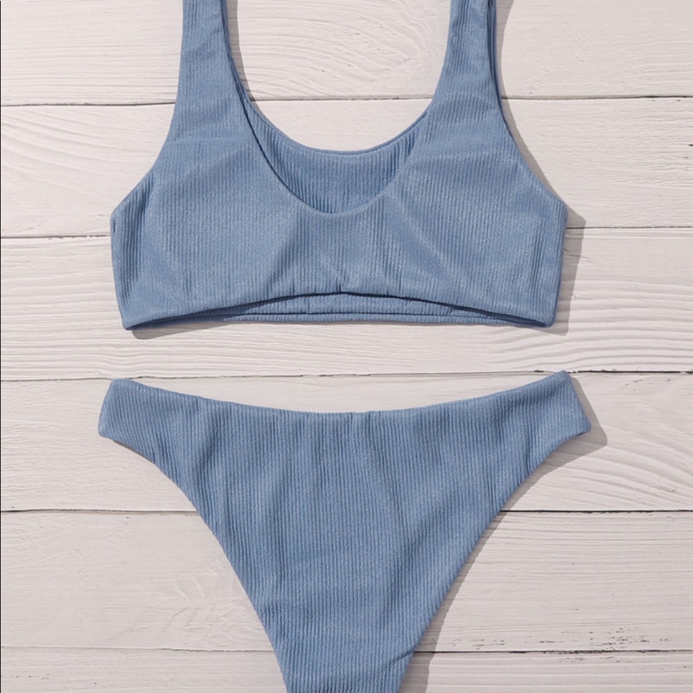 Shein 2-pc Swimsuit blue bikini set size Small - Picture 2 of 6
